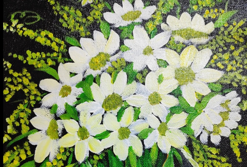 Daisy Flower Acrylic Painting