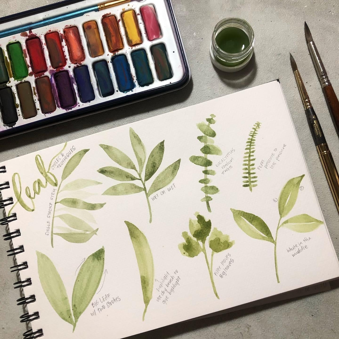 Watercolor Leaves - student project