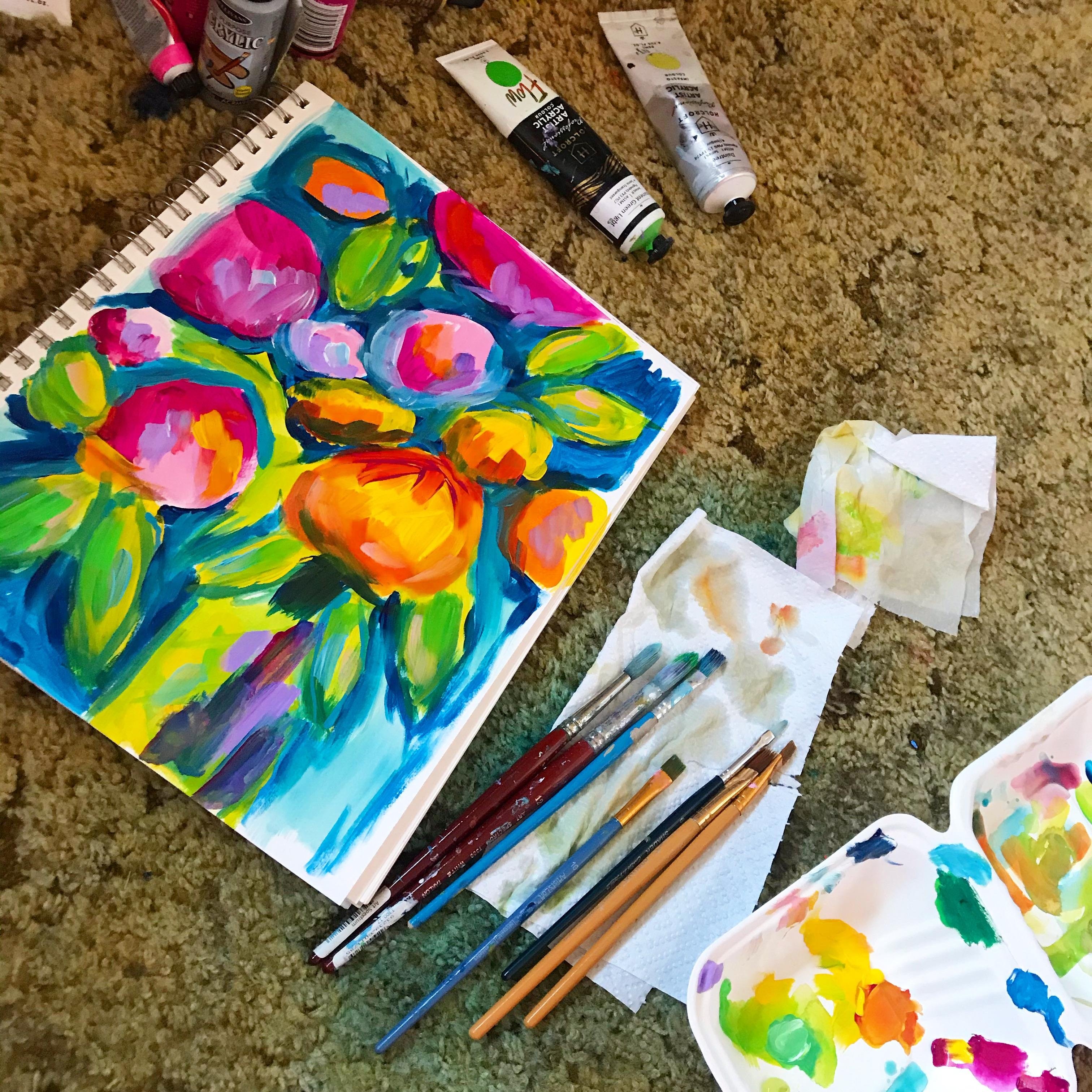 Bright Loose Abstract Flowers - student project