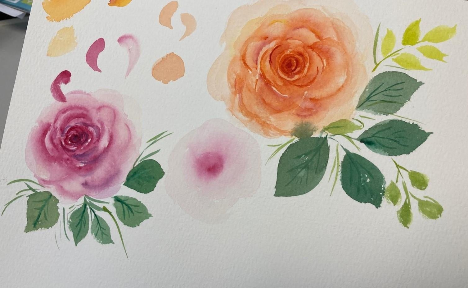 Watercolour Rose with Esther Peck - student project