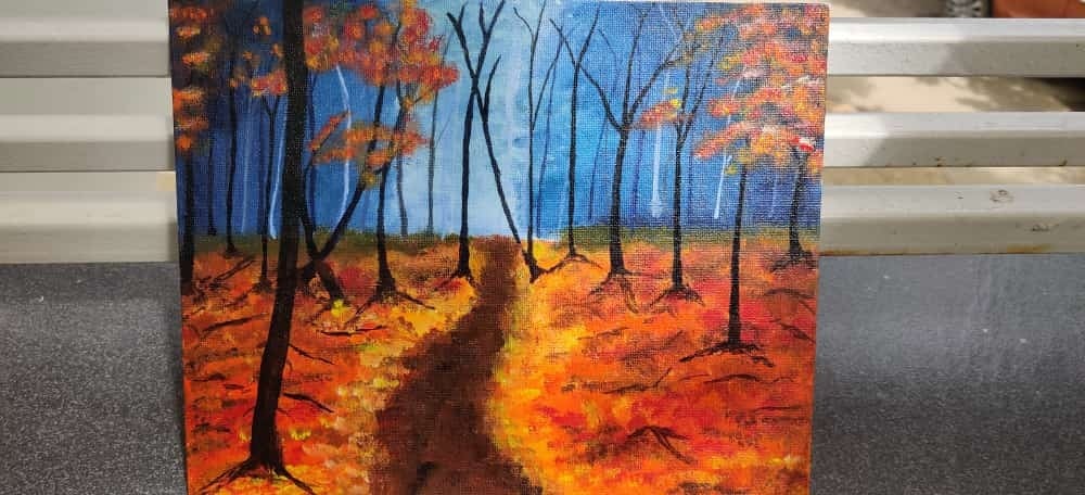 Acrylic autum forest - student project