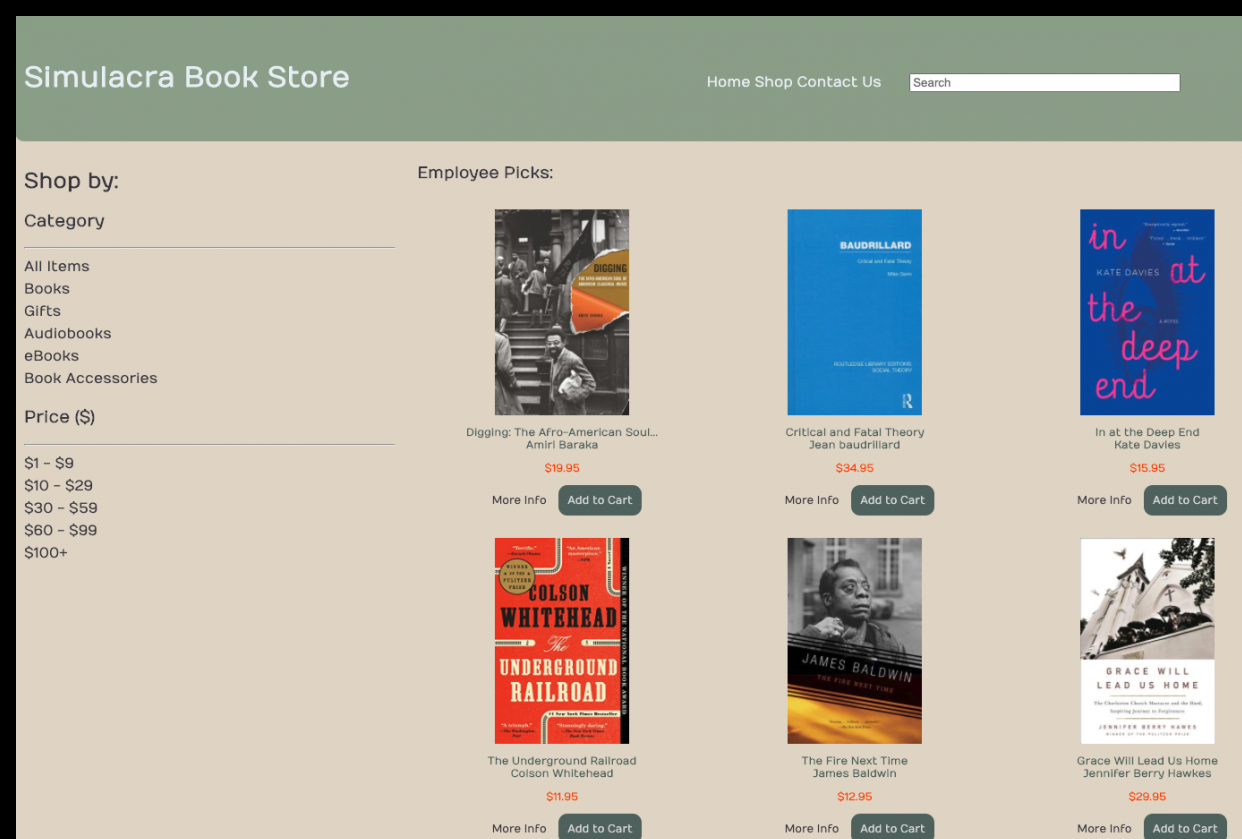 My work so far. I decided to do a bookstore instead as I follow along. - student project