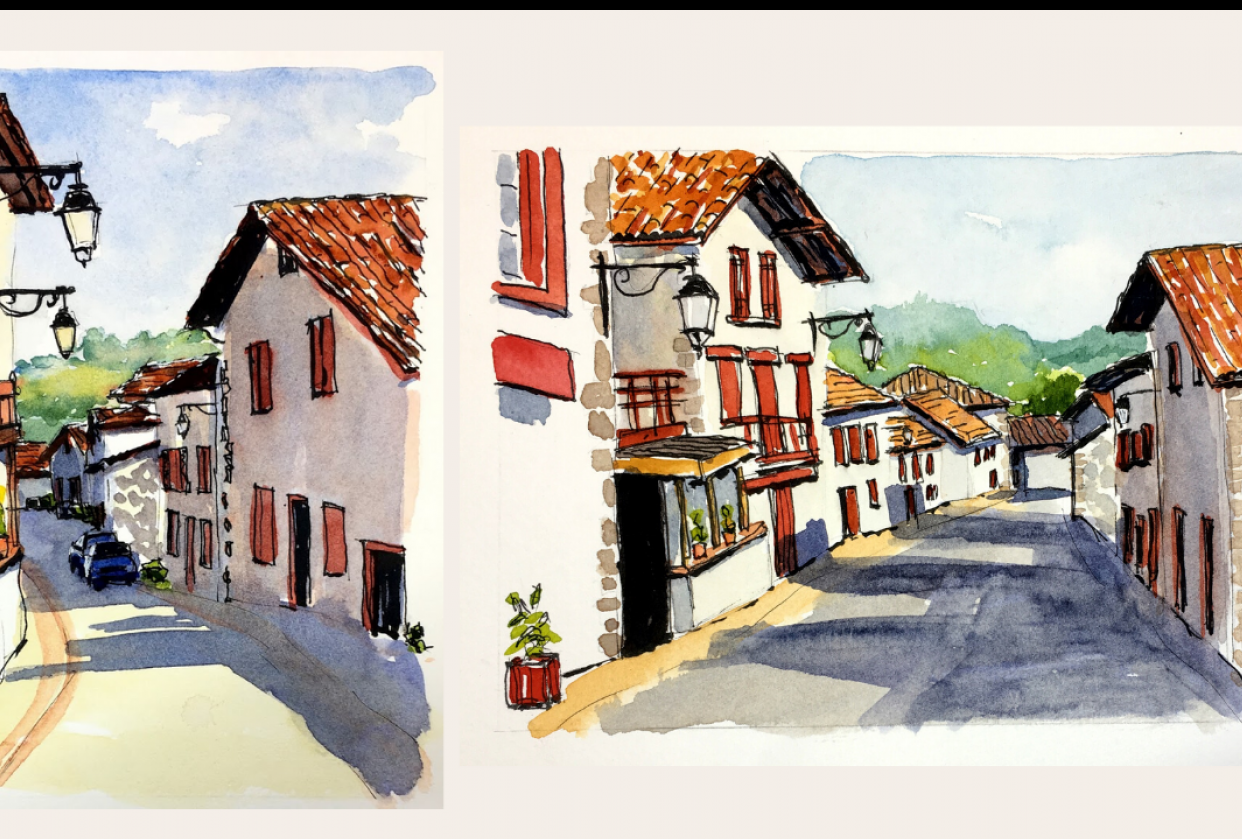 A French Village Scene - student project