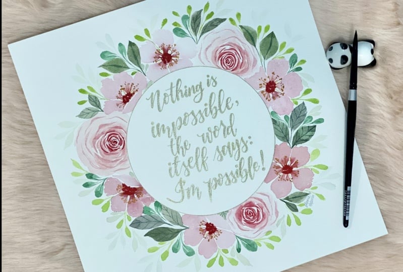 Floral Wreath Watercolor Painting