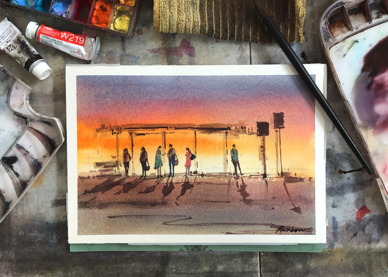 Figures in Composition: Painting people in landscapes with watercolor - student project