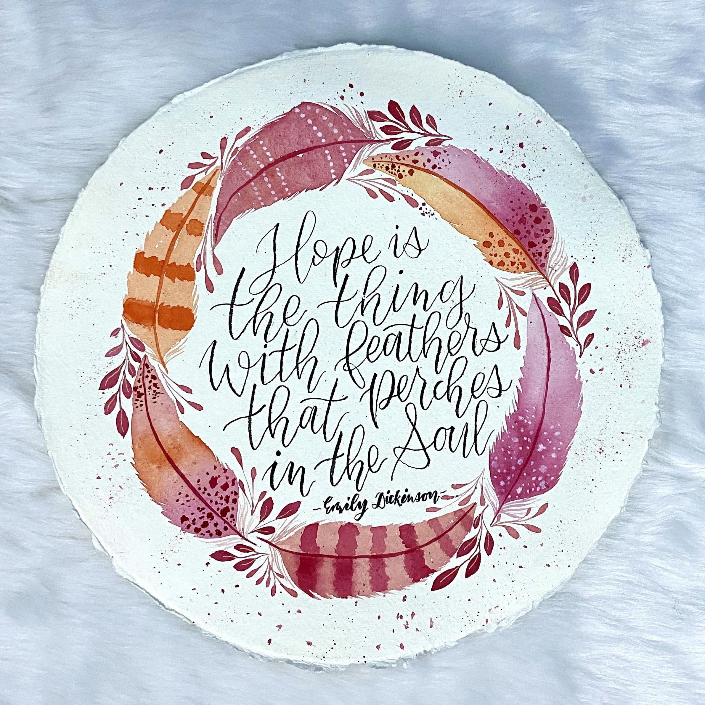 Watercolor Feather Wreath - student project