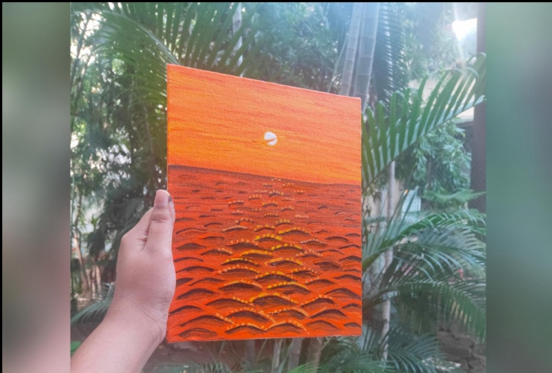 Sunset Waves Landscape Painting