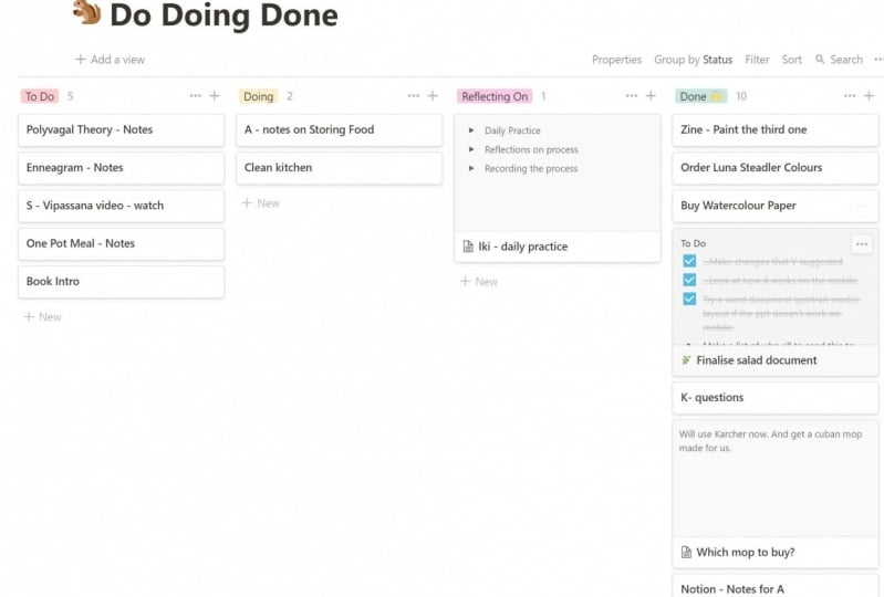 my kanban on notion
