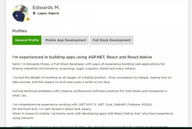 Edwards Upwork Profile