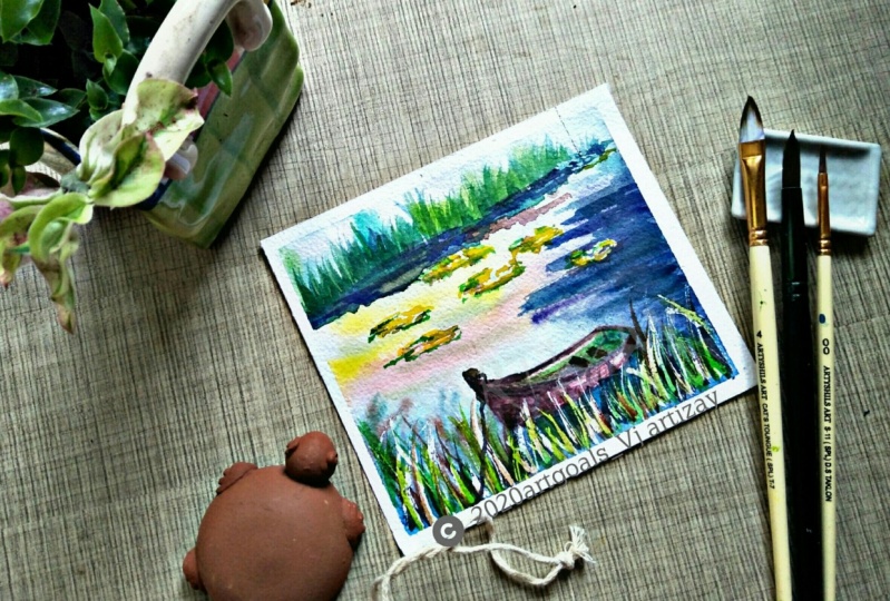 watercolour row boats