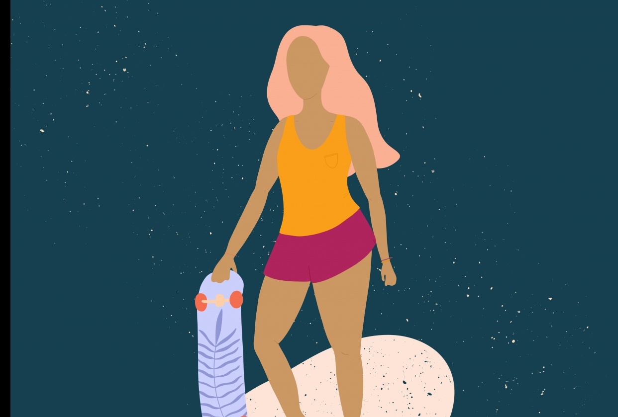 Skater Girl Sketch + Digital - student project
