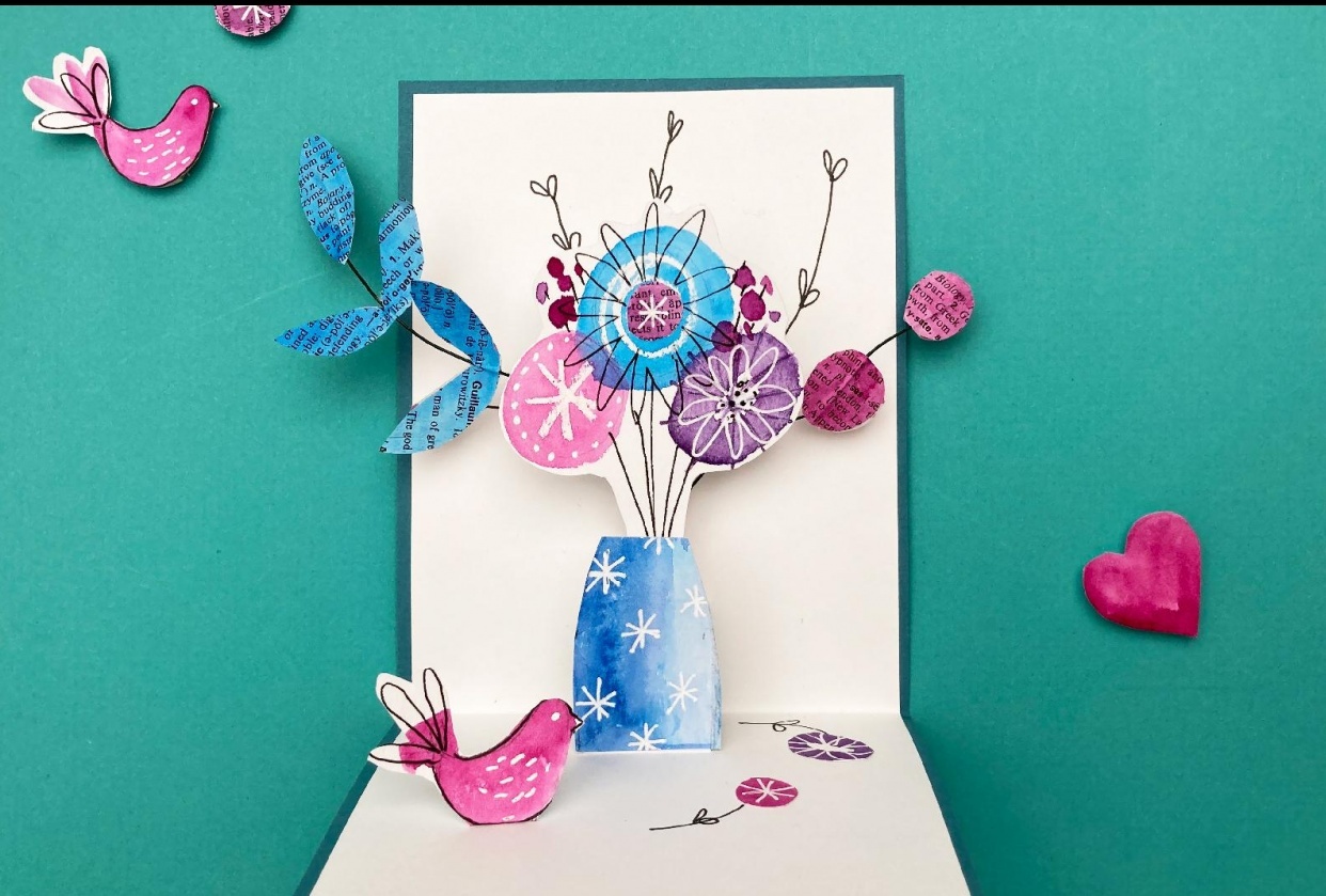 Watercolor pop-up bouquet - student project