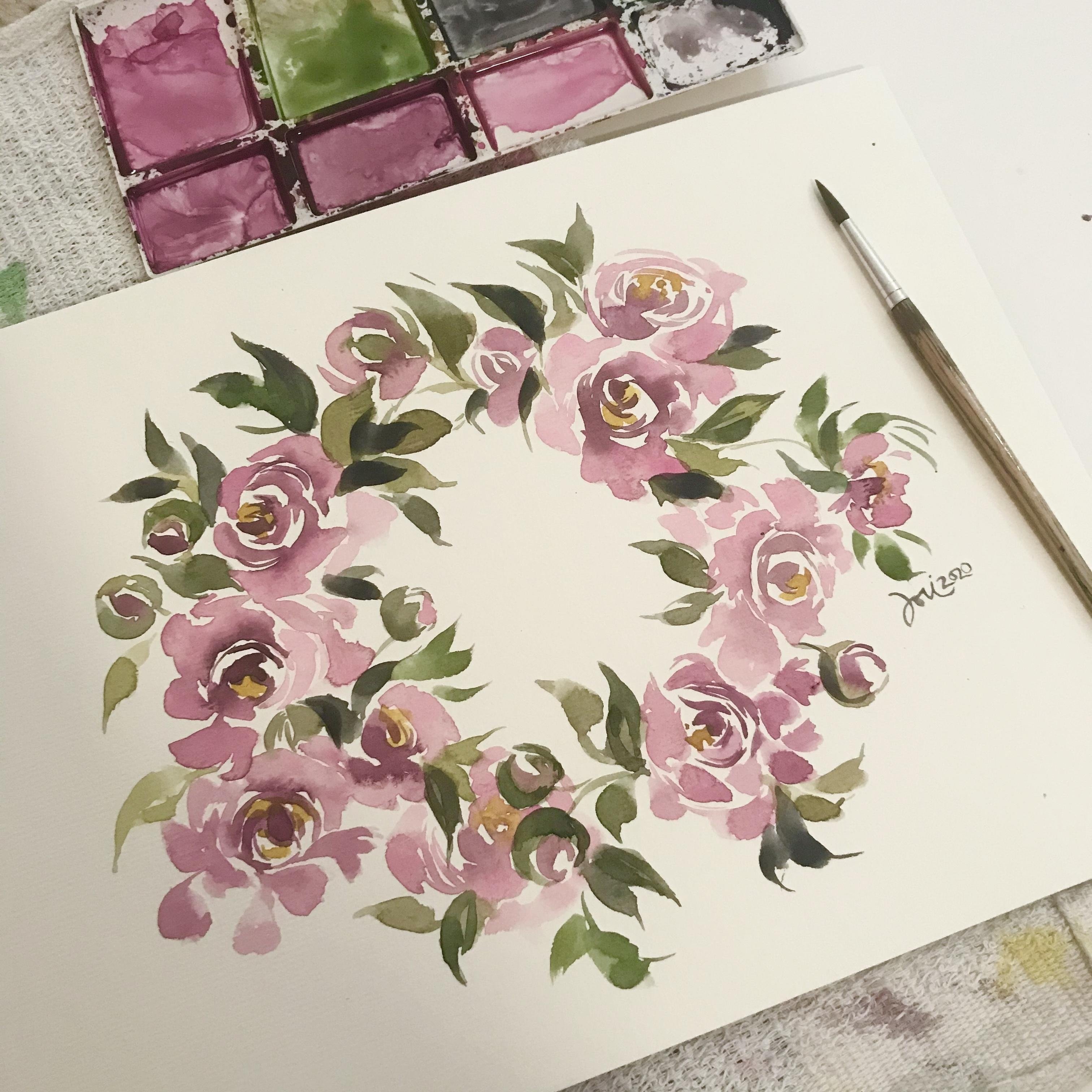 Peony wreath project - student project