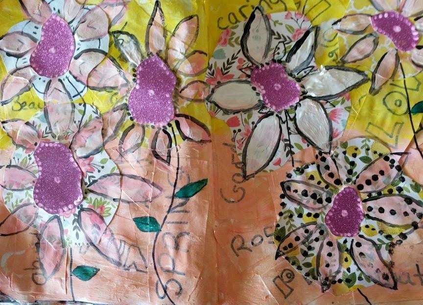Flowers using mixed media - student project