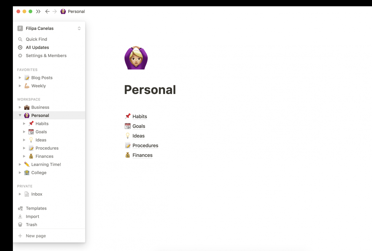 Notion - Personal Pages! - student project