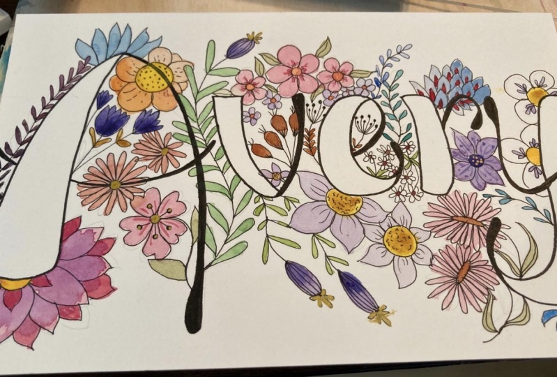 Floral doodle nameplates