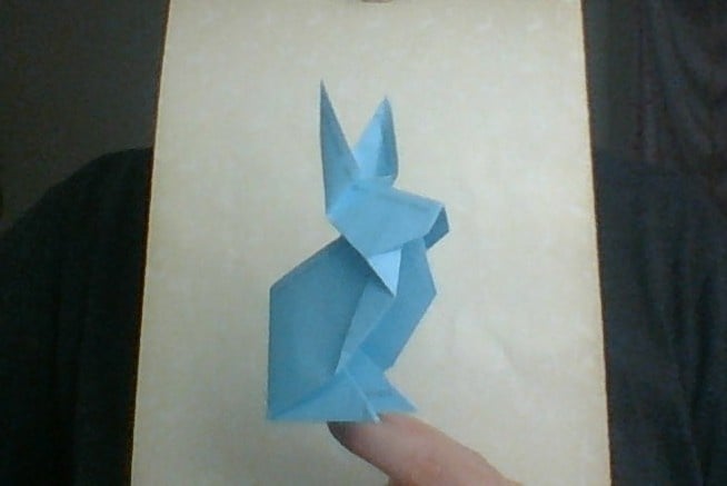 Blue Origami Rabbit - student project