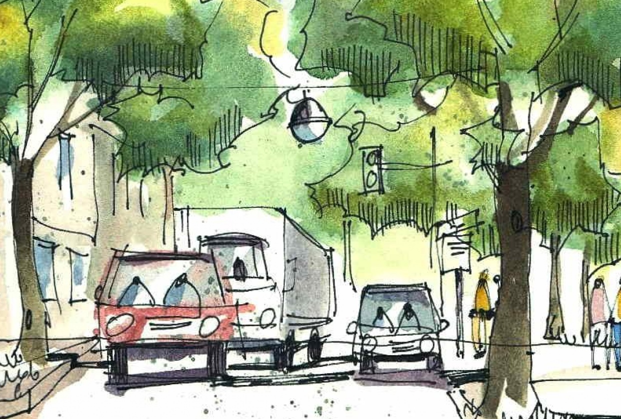 Trees and cars and lamps - student project