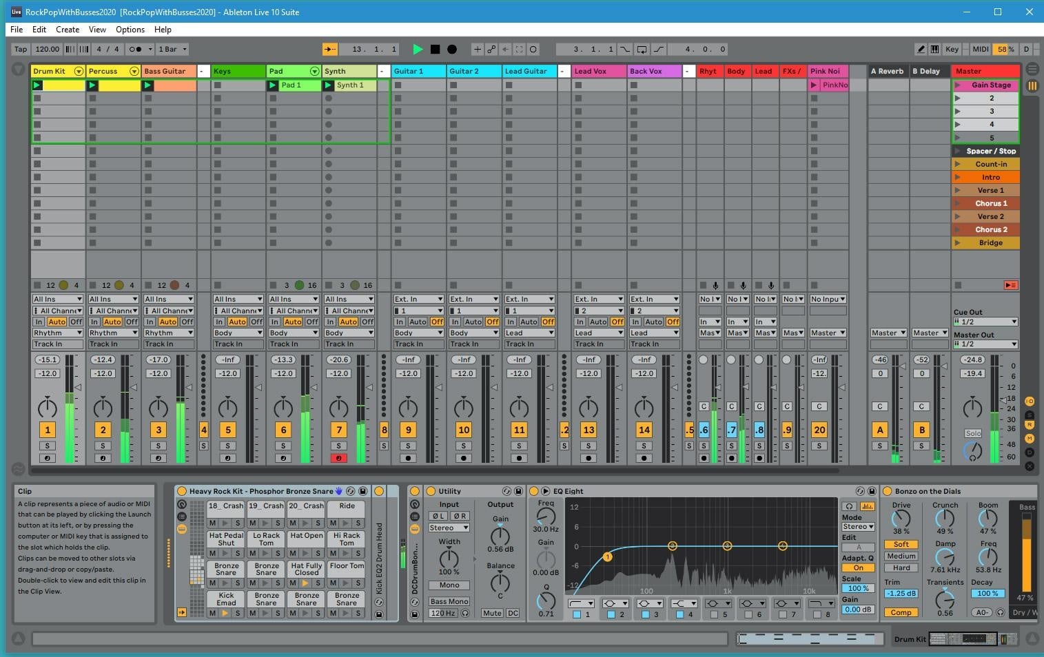 My "Kick Ass" Rock Template for Ableton - student project