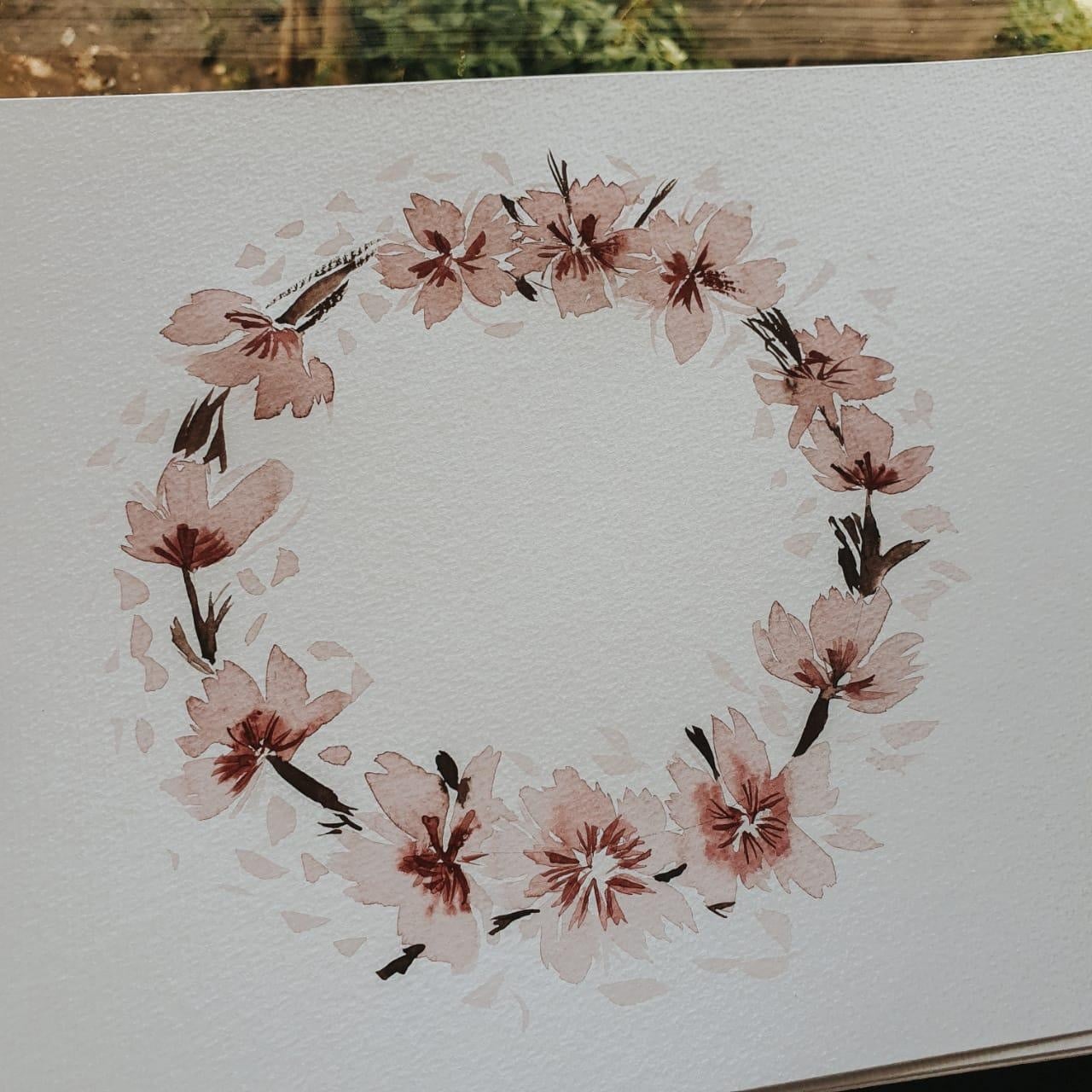 Vintage Cherry Blossom Wreath - student project