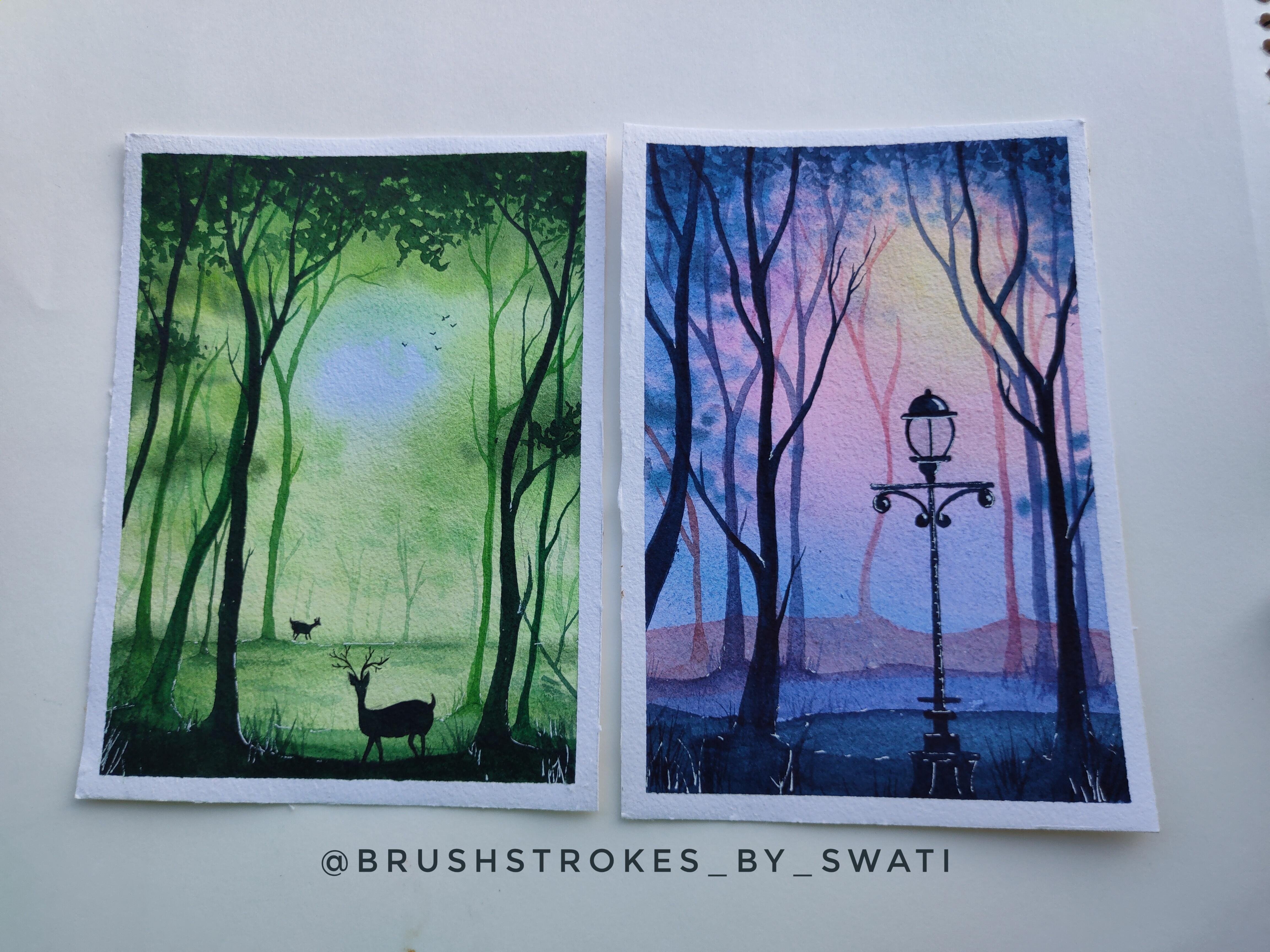 watercolor woodland - student project