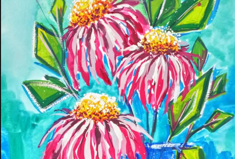 Paint with Me: Abstract Florals in Gouache Echinacea