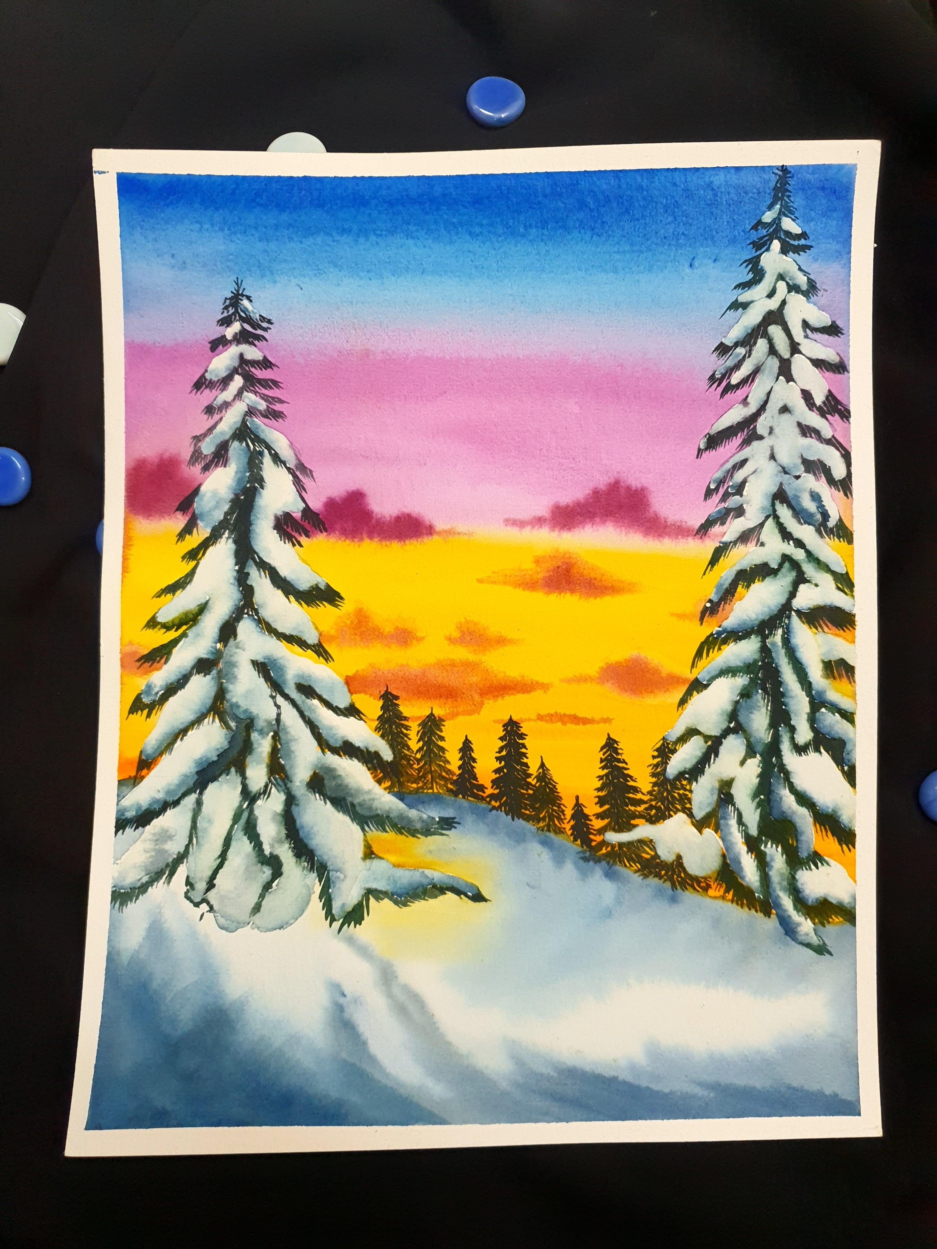 Winter Pines Sunset - student project