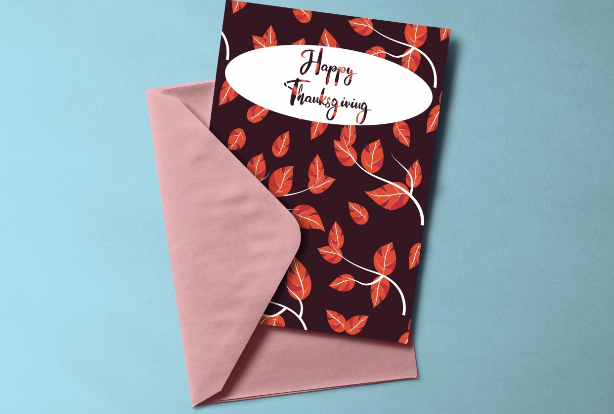 Autumn leaves thanksgiving Card - student project