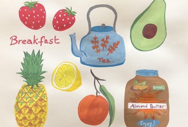 Gouache breakfast food