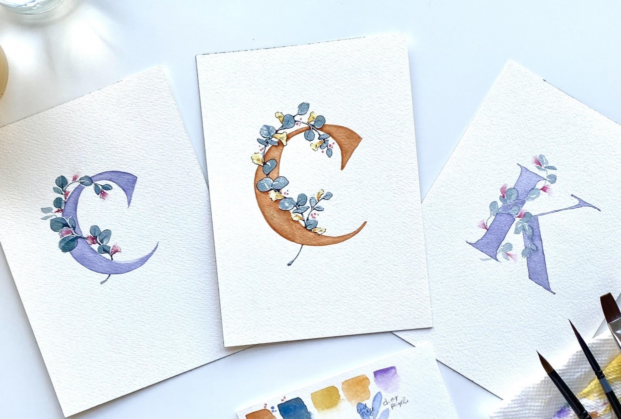 Eucalyptus Initials - student project