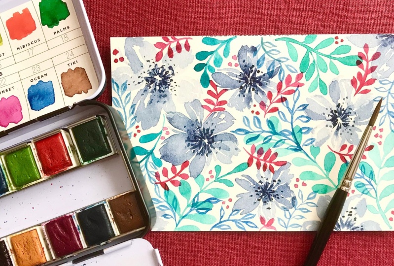 Note card using Fun & Simple Watercolor Florals
