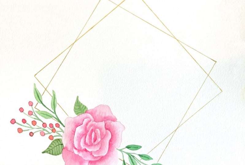 Square with rose