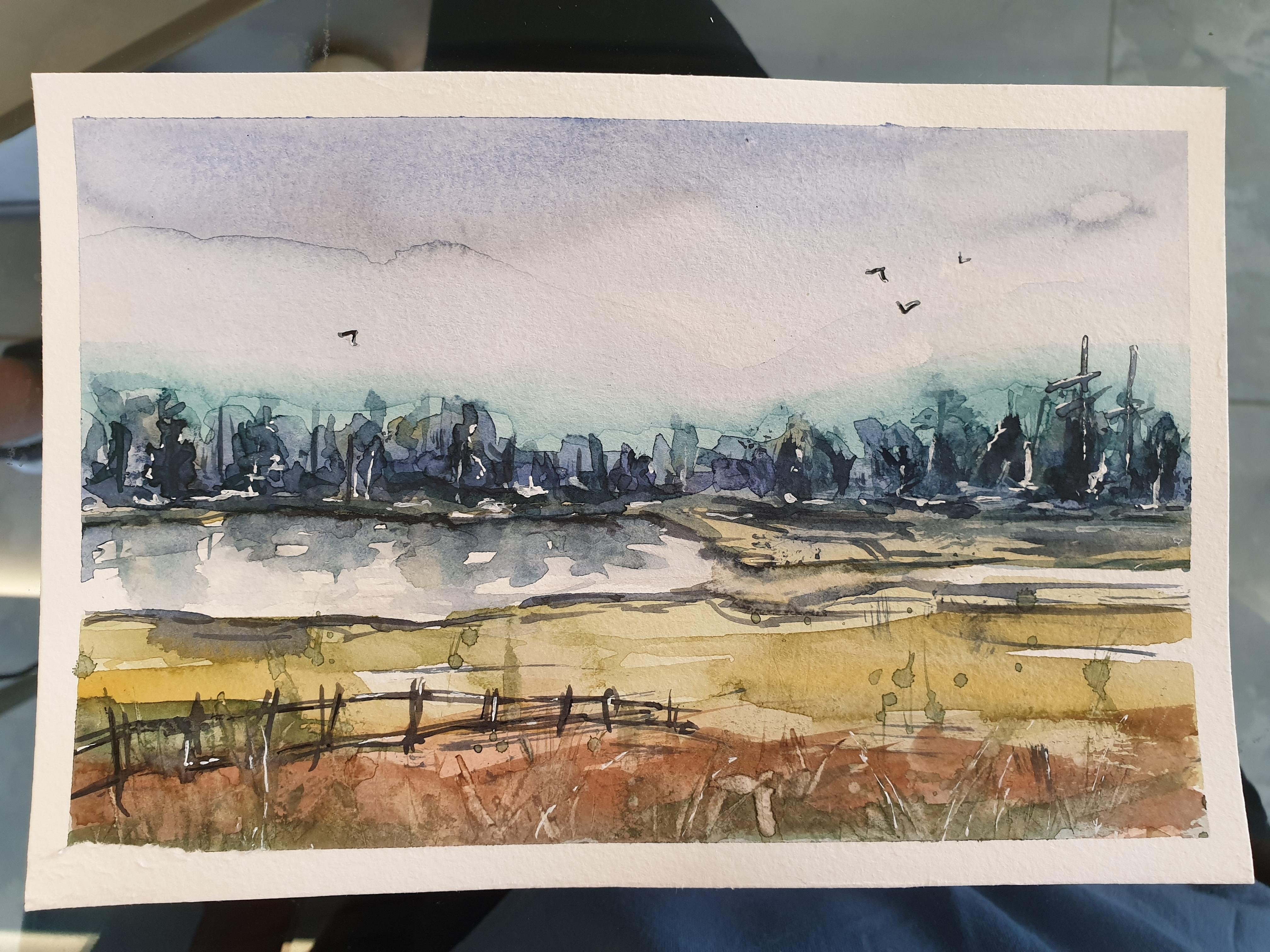 Watercolor Landscape - student project