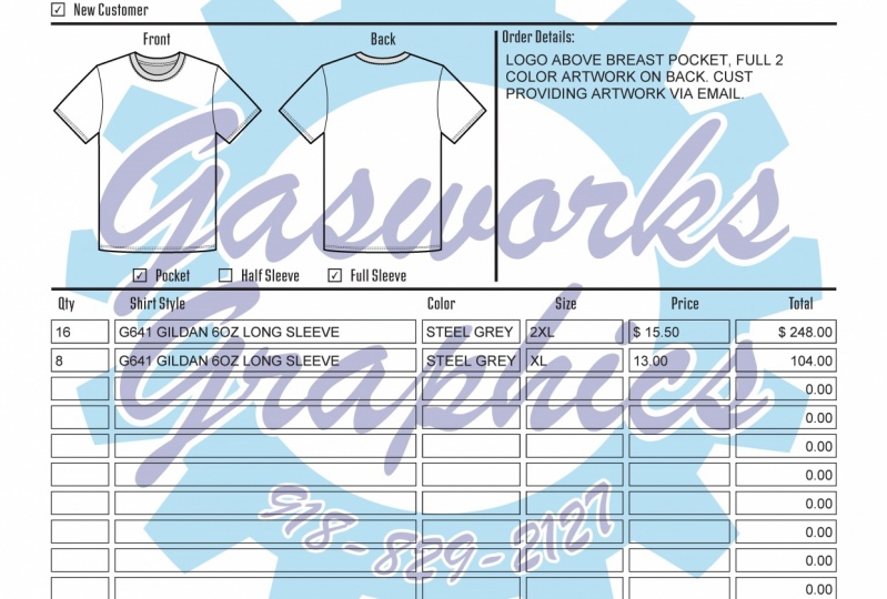 Custom Shirt Order Form