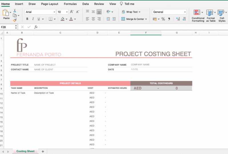 Costing Sheet