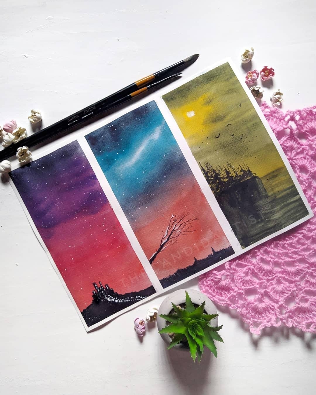 watercolor landscapes - student project