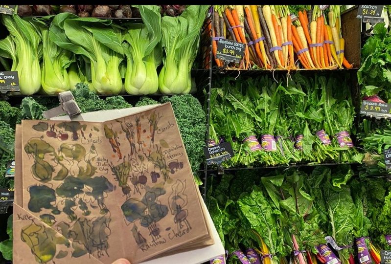 Sketching at Aqui, my local grocery store