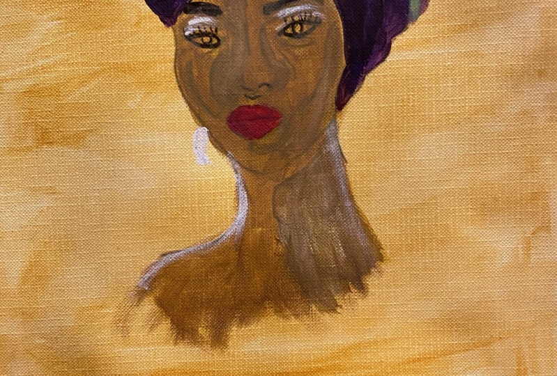 ACRYLIC PAINTING TUTORIAL AFRICAN LADY with traceable to paint along