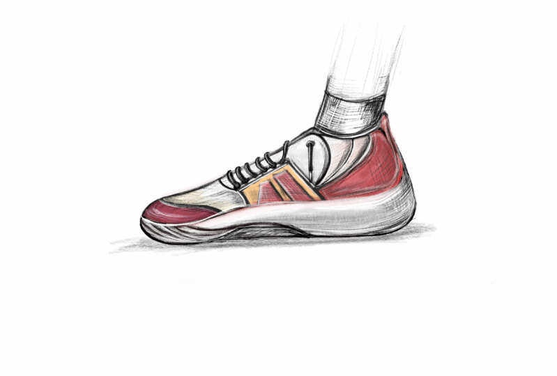 Sneaker on sketchbook
