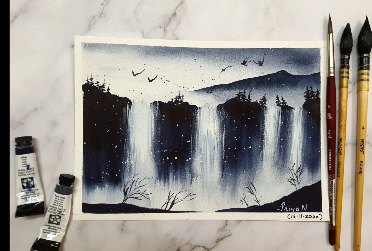 Misty Waterfalls in Monochrome - student project