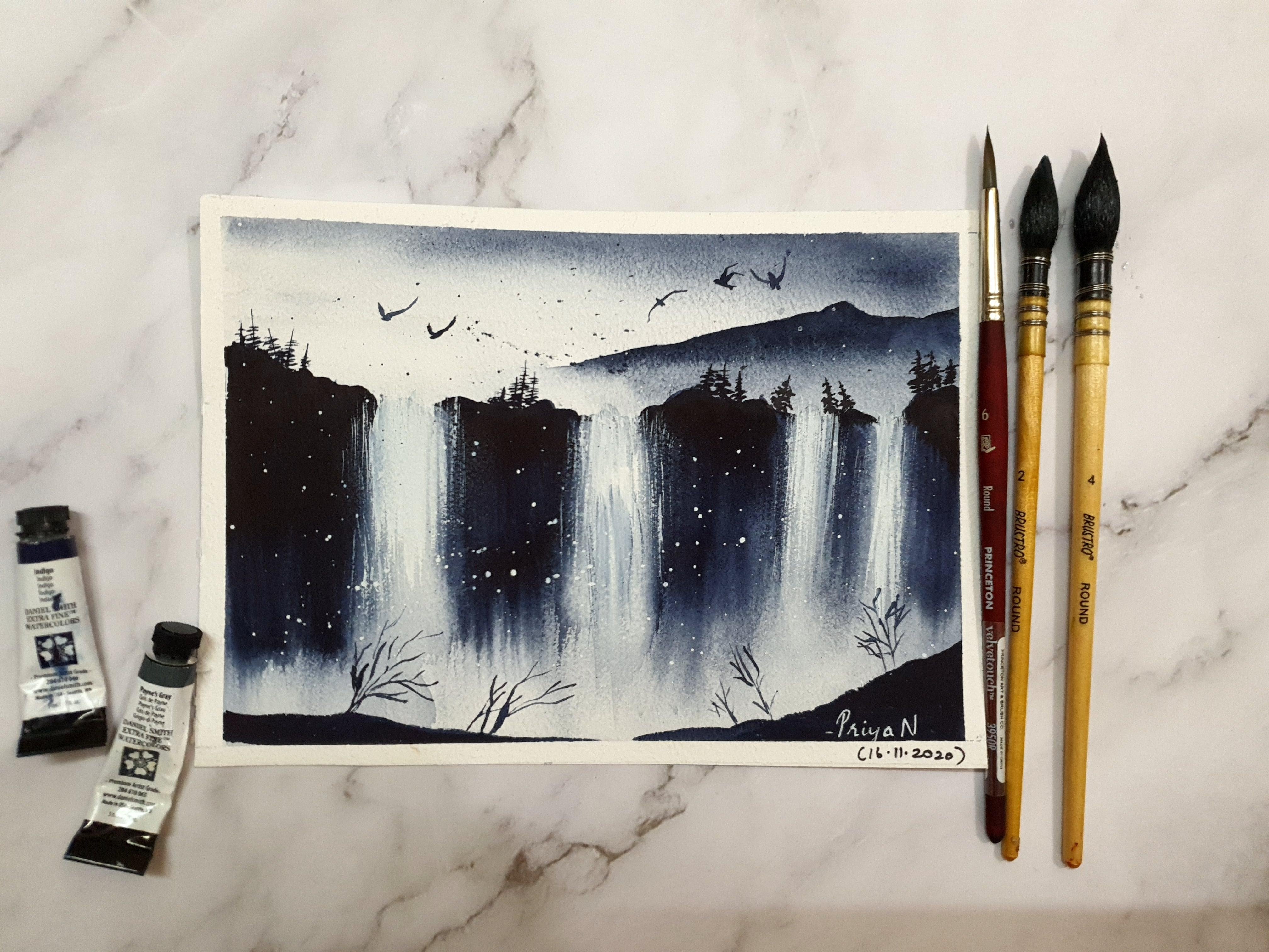 Misty Waterfalls in Monochrome - student project