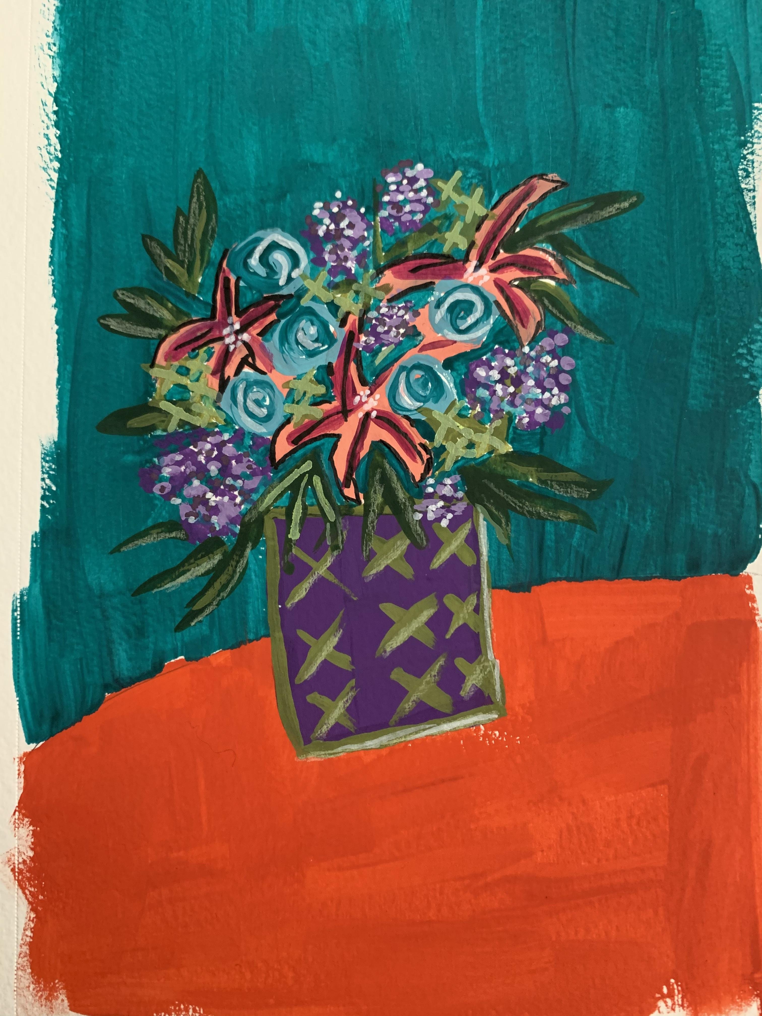 Mixed Media Flowers - student project