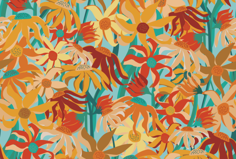 Field of Coneflowers Abstract Repeat Pattern + Coordinates