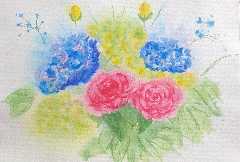 Wet-on-wet Flower Bouquet