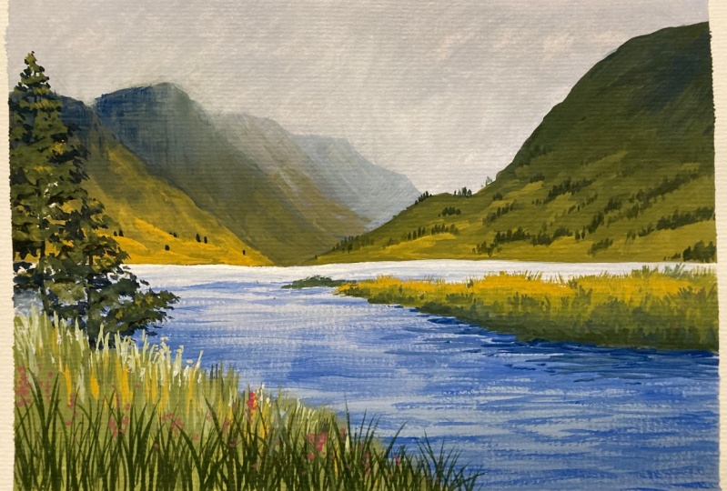 Scotland Landscape in Gouache