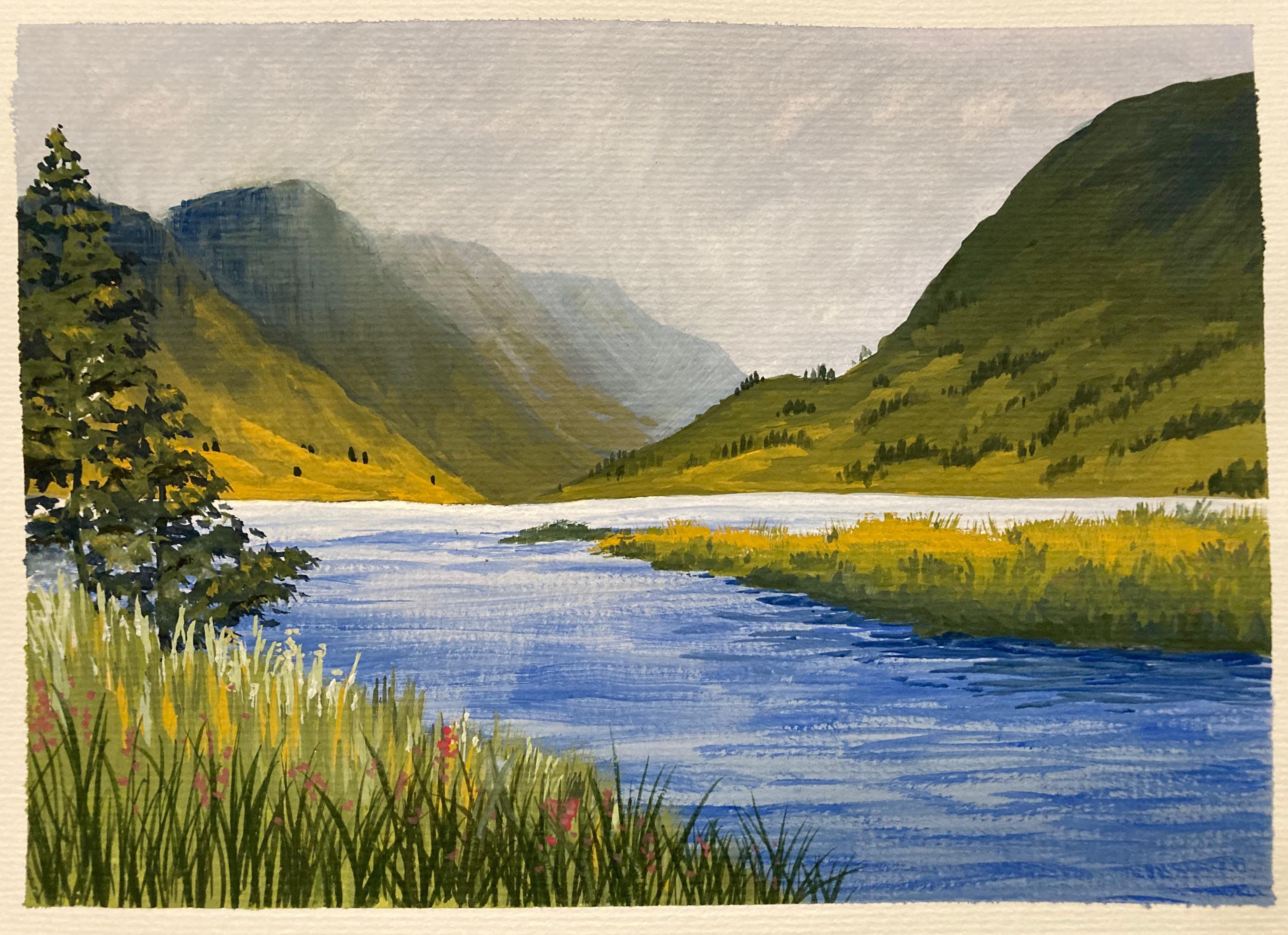 Scotland Landscape in Gouache - student project
