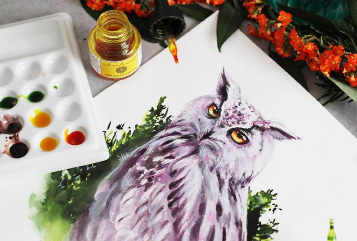 Purple Owl in INKredible Forest - student project