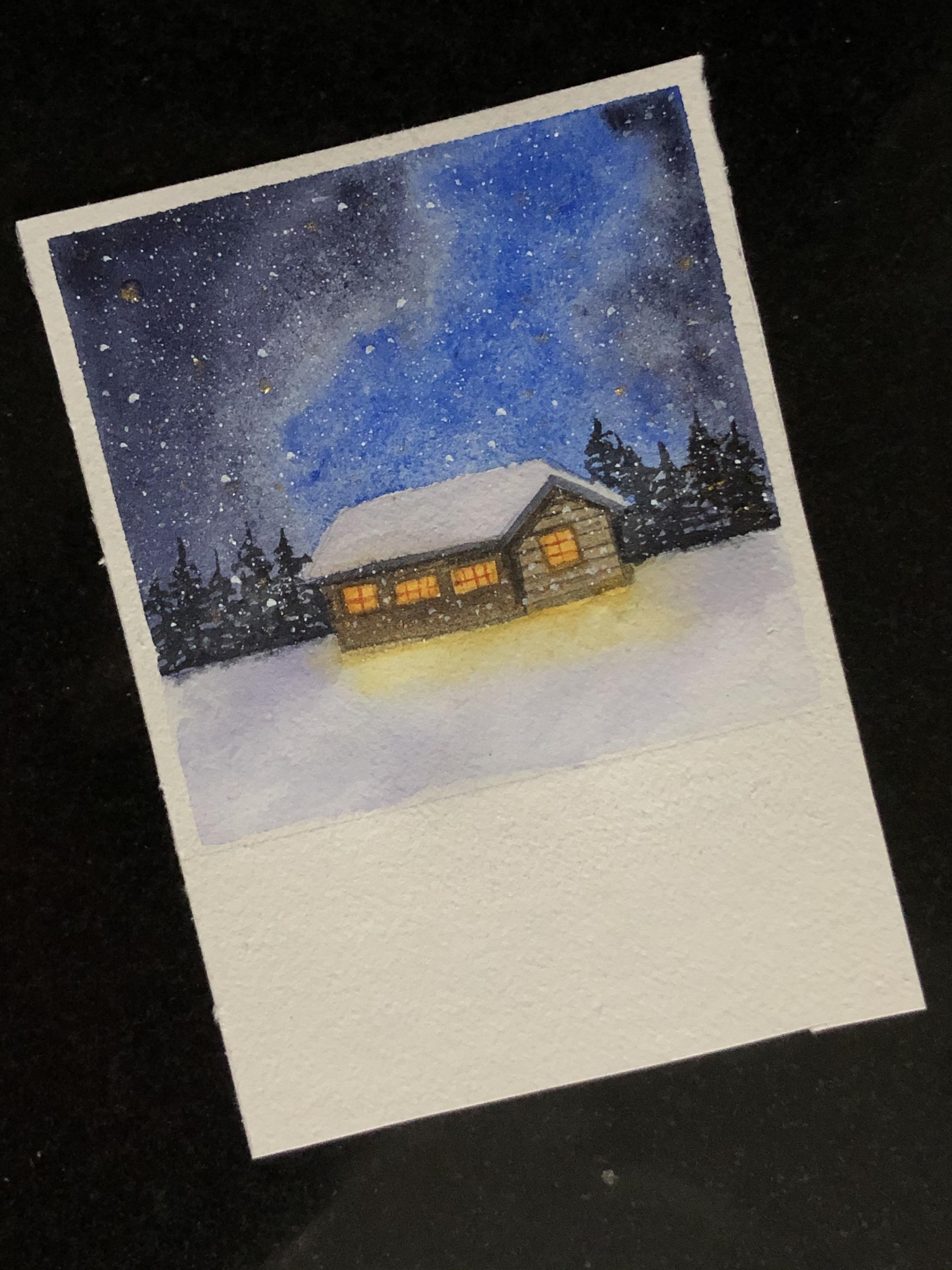 Starry sky using water color. By Ekaterina - student project