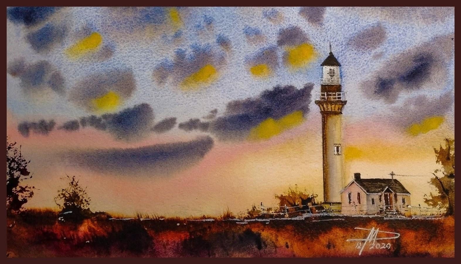 Watercolor sunset - student project