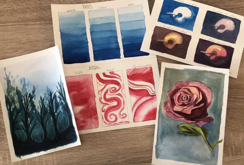 Watercolor value studies and edge control